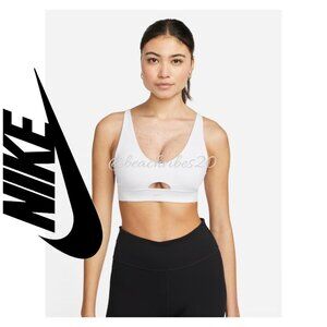 NIKE Indy Plunge Cut-Out Medium-Support Padded Sports Bra White XS NWT